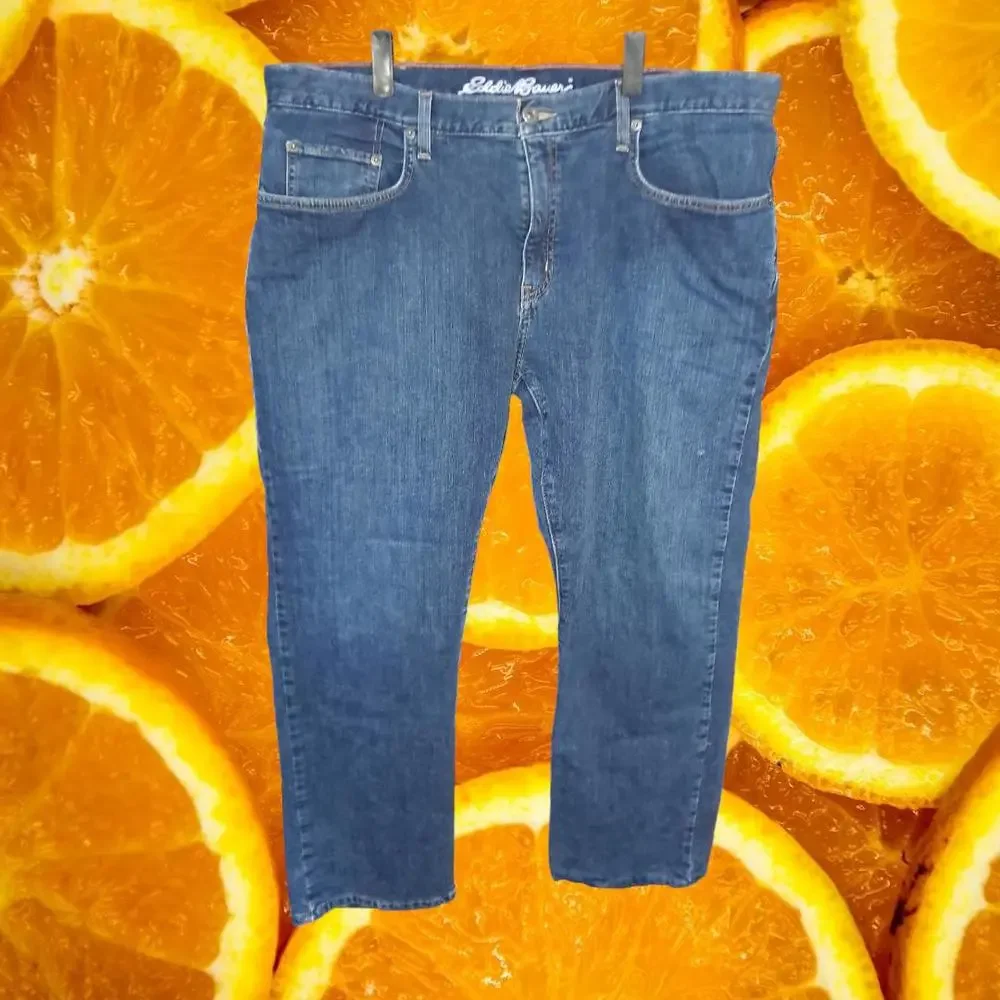 Eddie Bauer Flannel‎ Lined Blue Jeans Size 40x30